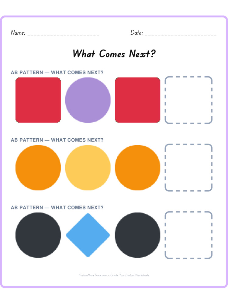 Mixed Review pattern worksheet 22 for kids