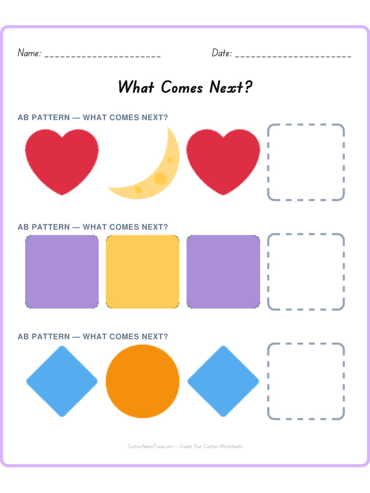Mixed Review pattern worksheet 26 for kids