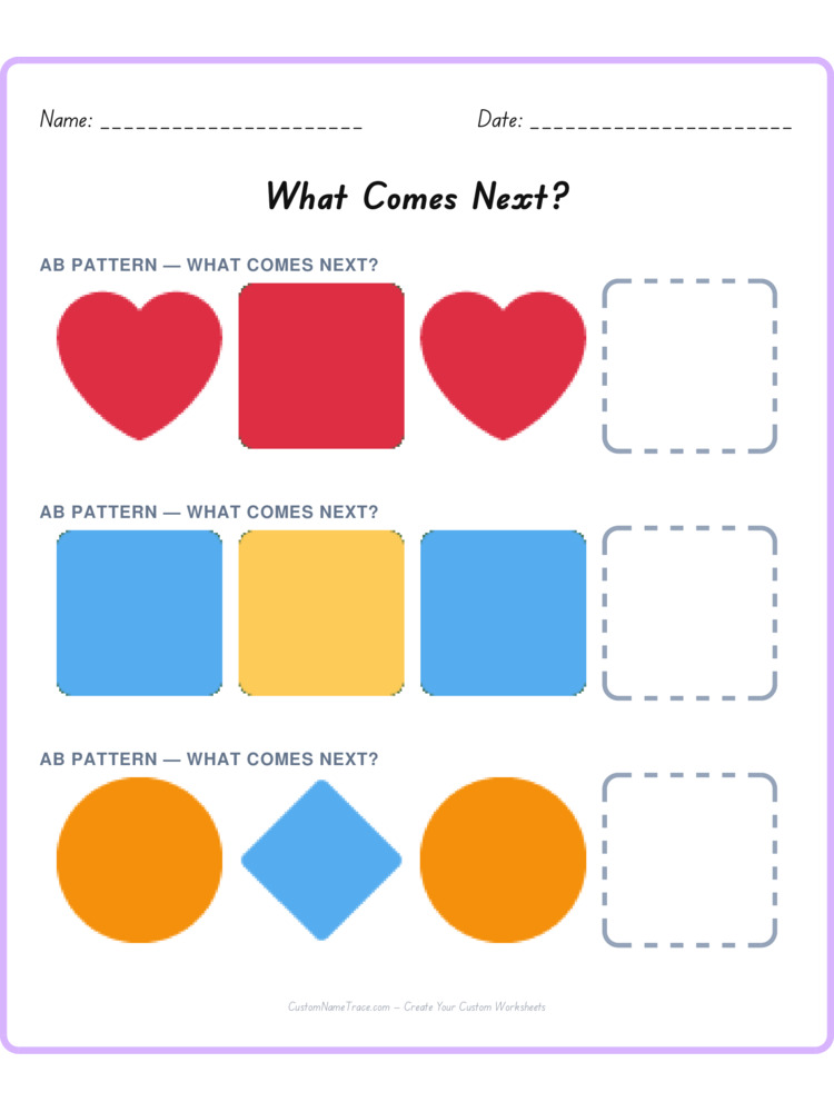 Mixed Review pattern worksheet 28 for kids
