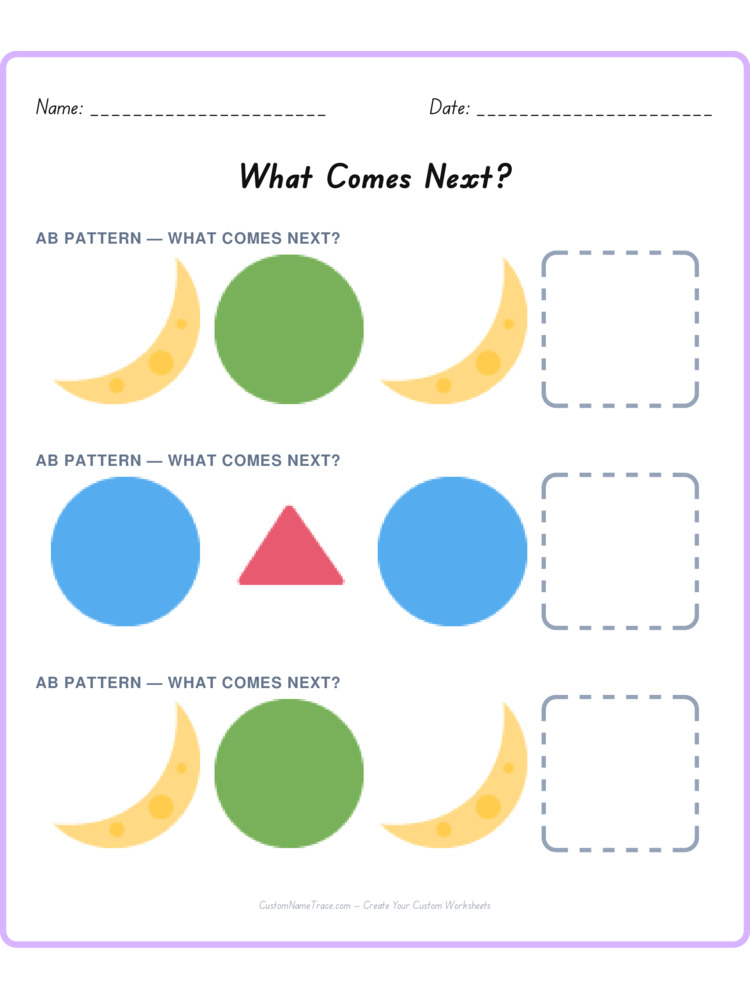 Mixed Review pattern worksheet 3 for kids