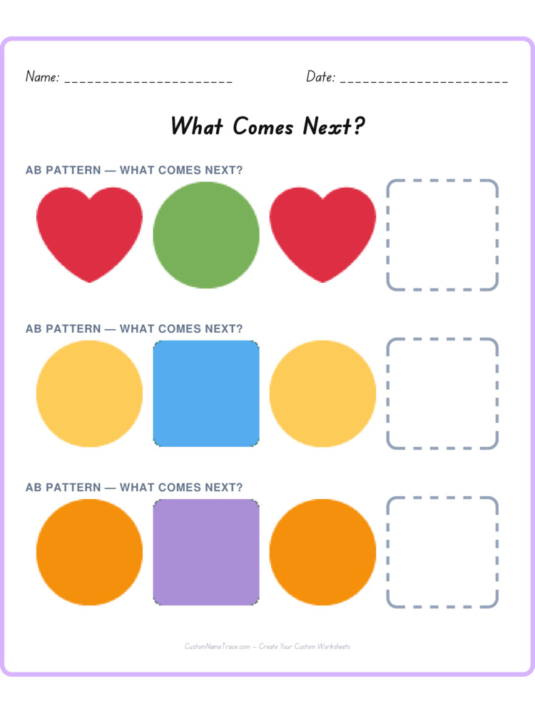 Mixed Review pattern worksheet 33 for kids