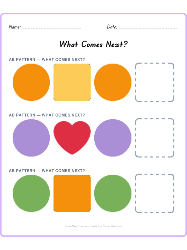 Mixed Review pattern worksheet 34 for kids