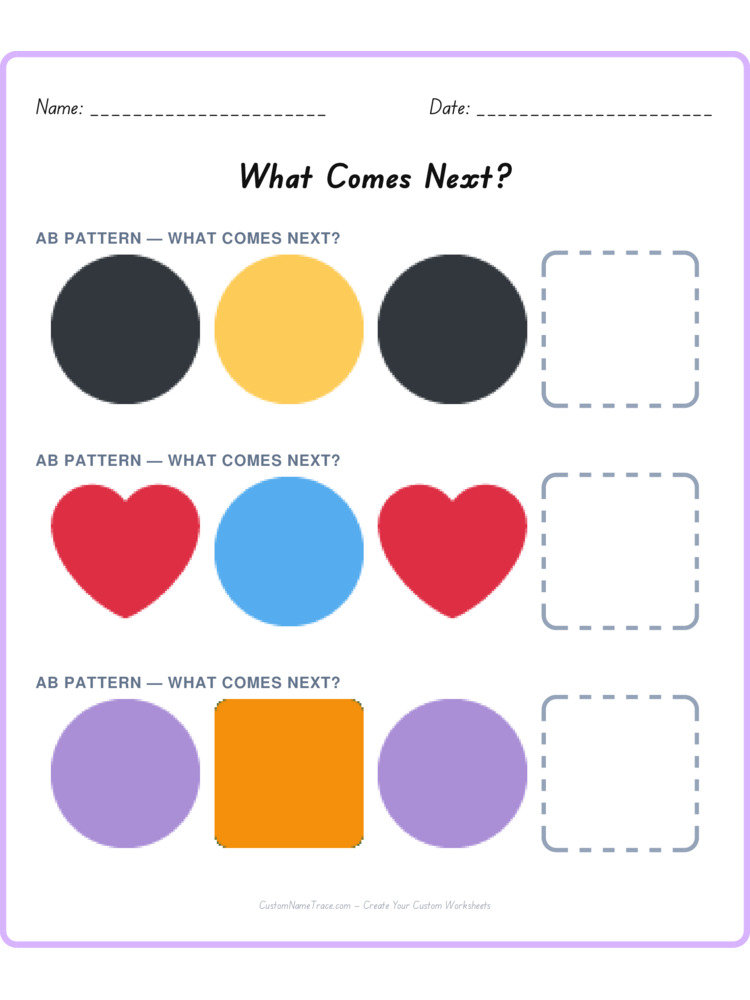 Mixed Review pattern worksheet 36 for kids