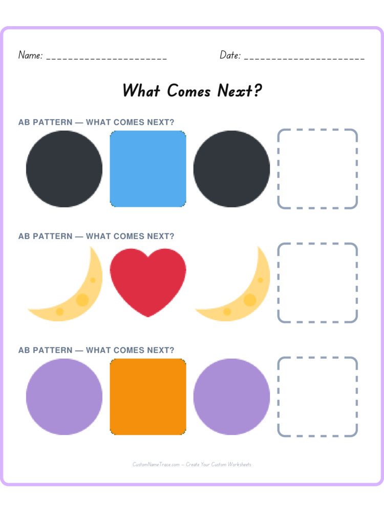 Mixed Review pattern worksheet 38 for kids