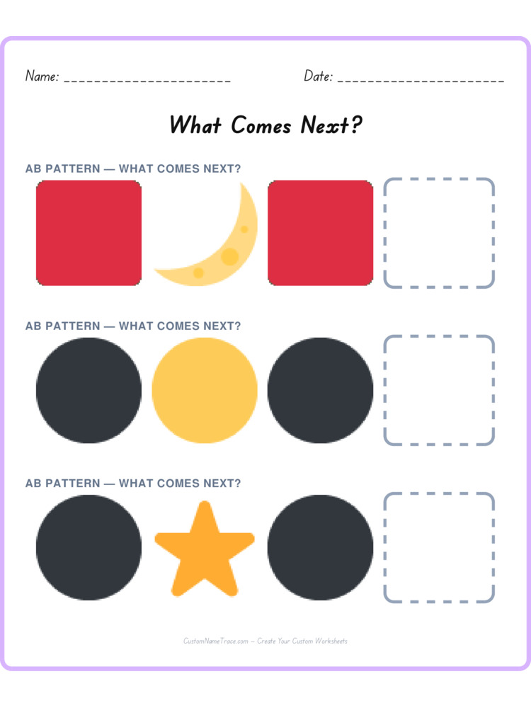 Mixed Review pattern worksheet 39 for kids