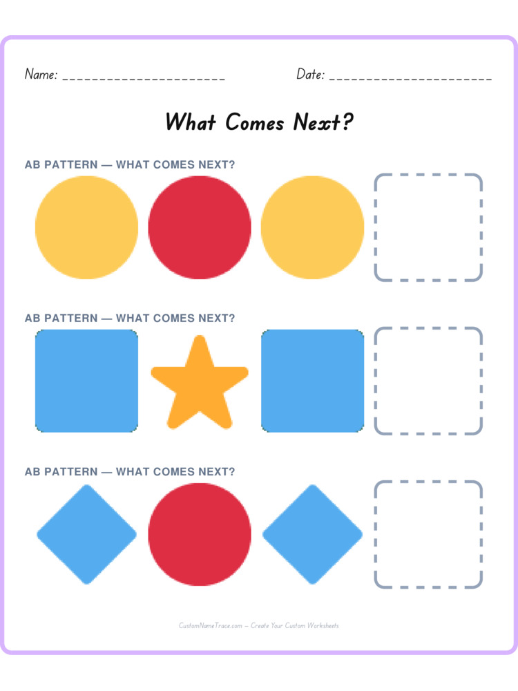 Mixed Review pattern worksheet 4 for kids