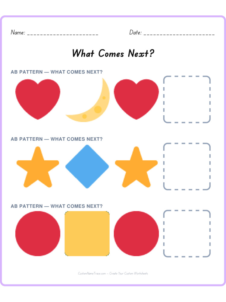 Mixed Review pattern worksheet 40 for kids
