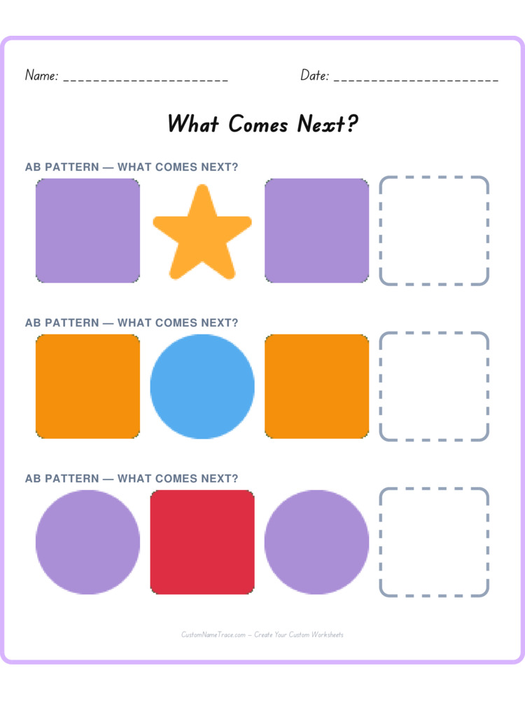 Mixed Review pattern worksheet 41 for kids