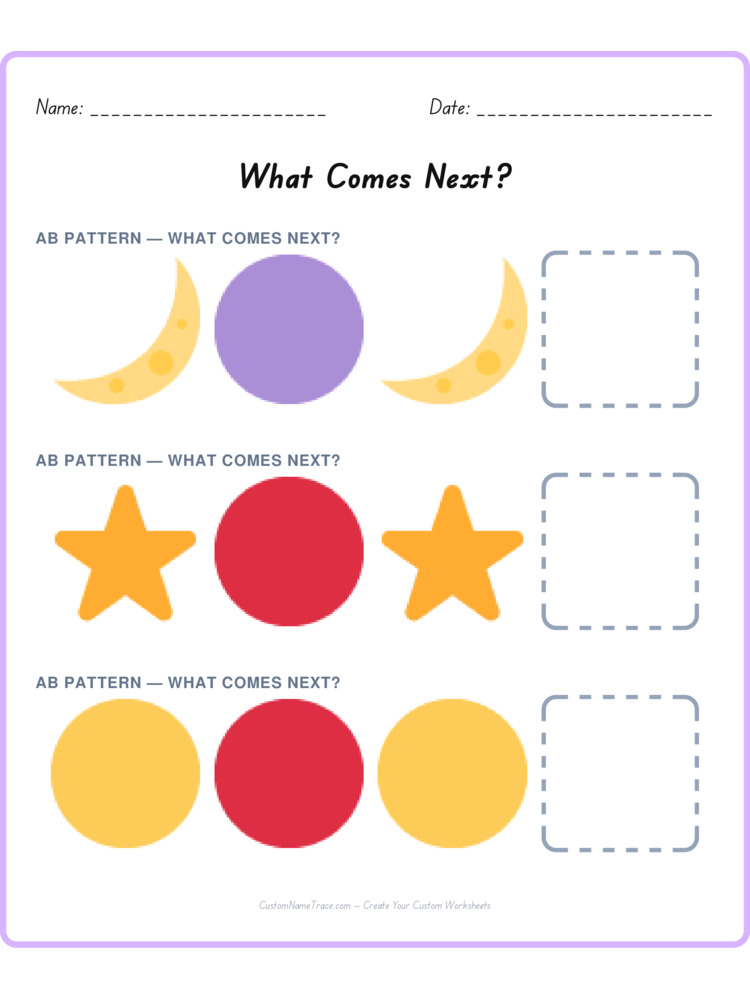 Mixed Review pattern worksheet 42 for kids