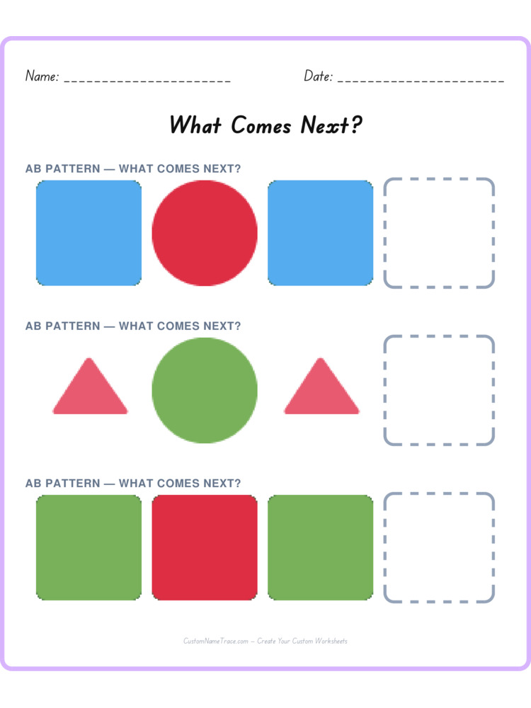 Mixed Review pattern worksheet 45 for kids