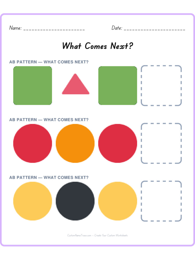 Mixed Review pattern worksheet 46 for kids