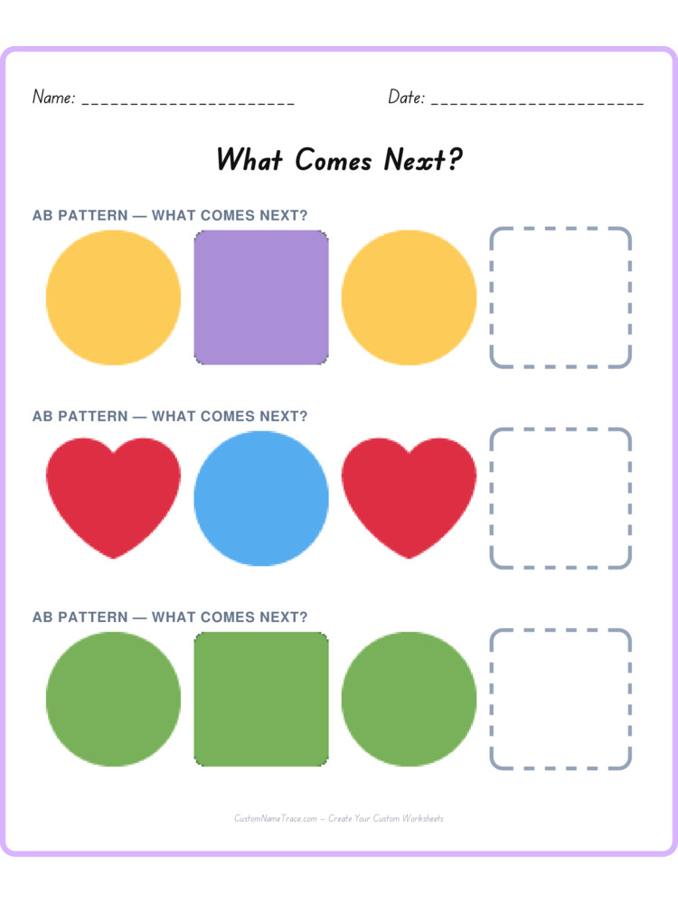Mixed Review pattern worksheet 47 for kids