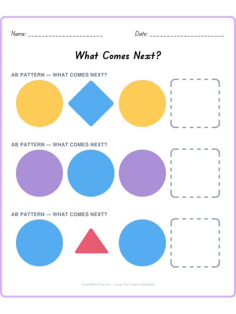 Mixed Review pattern worksheet 49 for kids