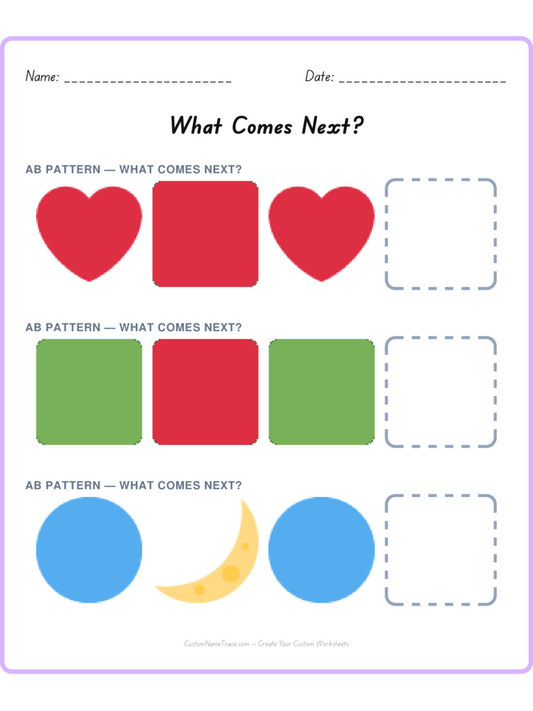 Mixed Review pattern worksheet 5 for kids