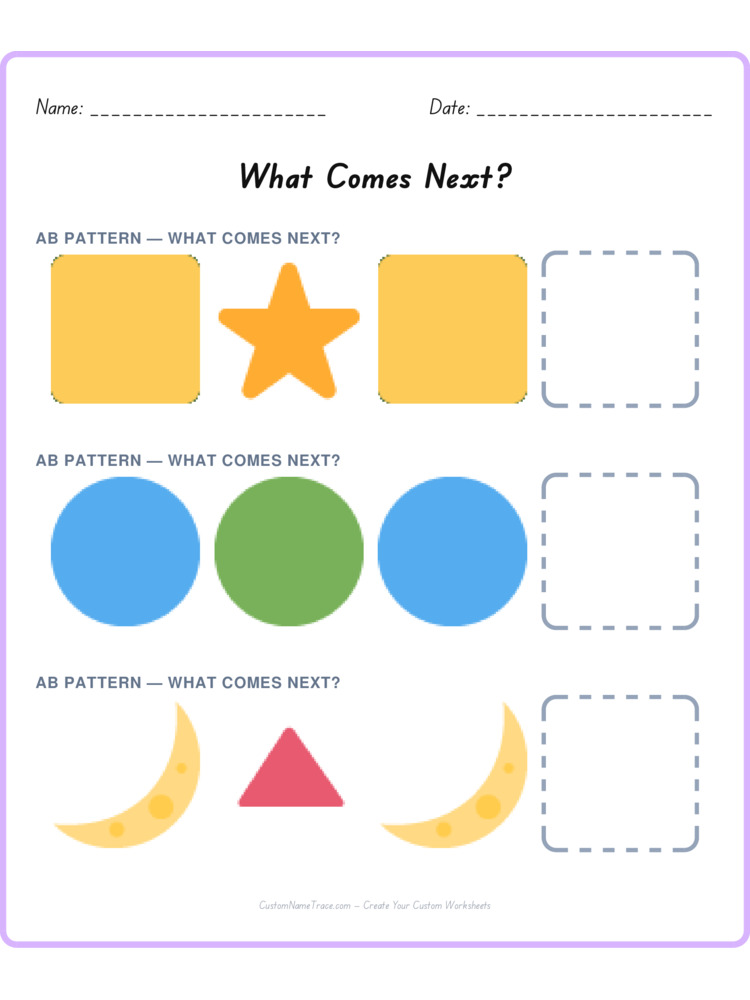 Mixed Review pattern worksheet 50 for kids