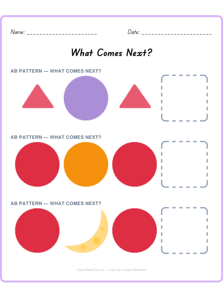 Mixed Review pattern worksheet 51 for kids