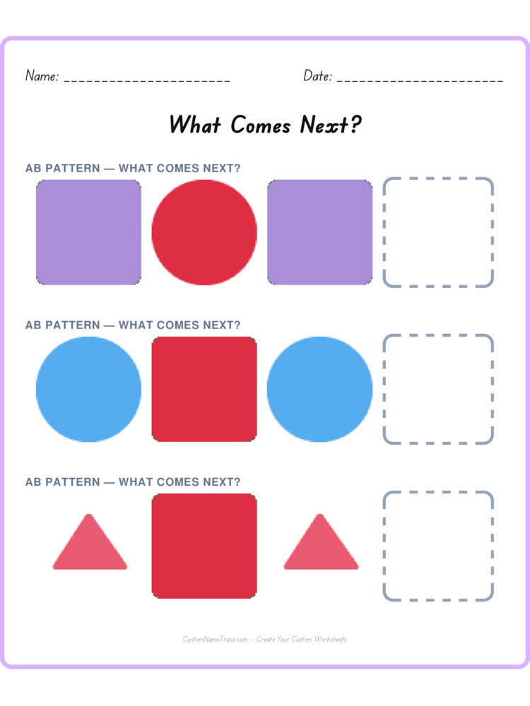 Mixed Review pattern worksheet 52 for kids