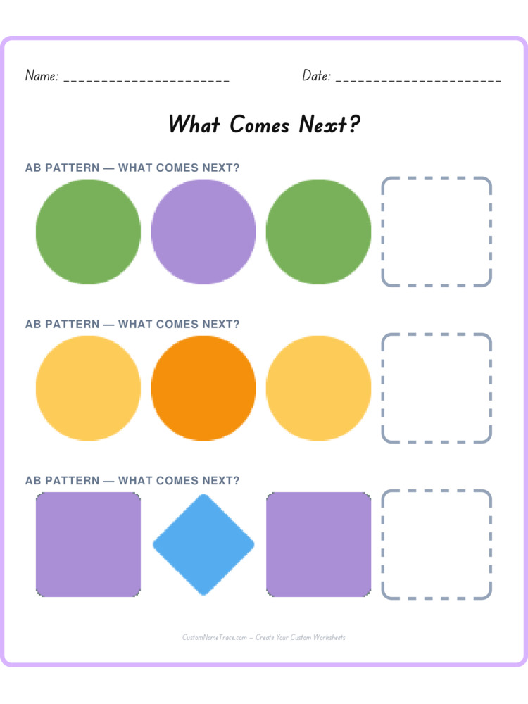 Mixed Review pattern worksheet 53 for kids