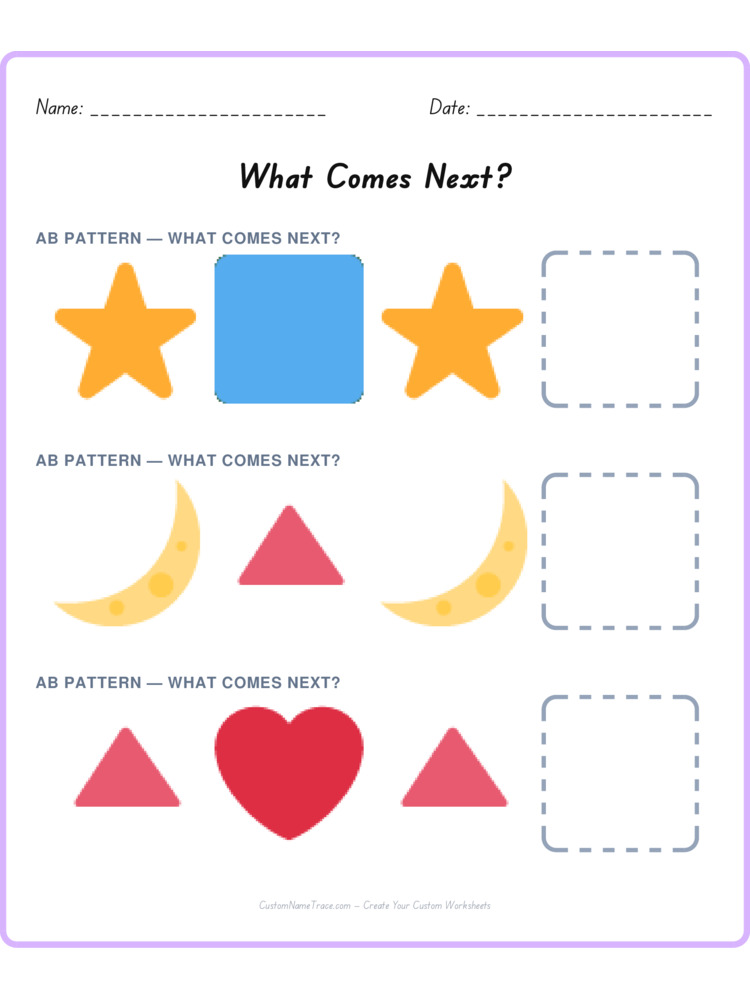 Mixed Review pattern worksheet 54 for kids