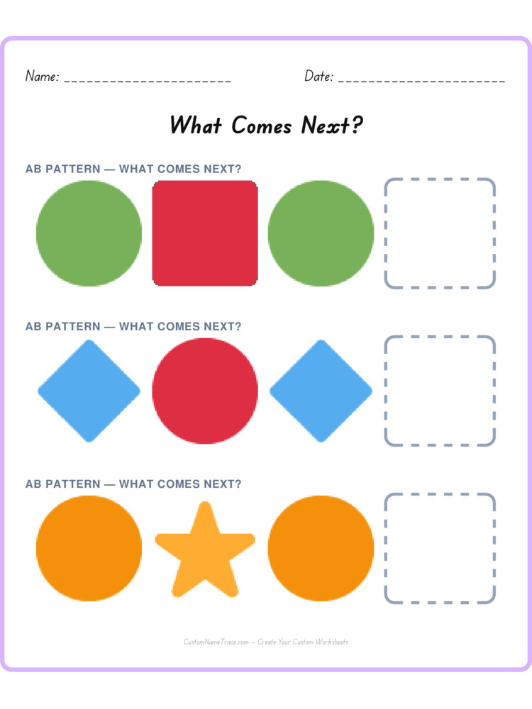 Mixed Review pattern worksheet 55 for kids