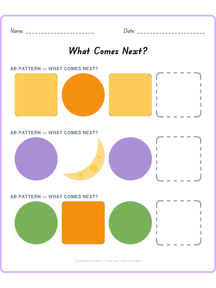 Mixed Review pattern worksheet 56 for kids