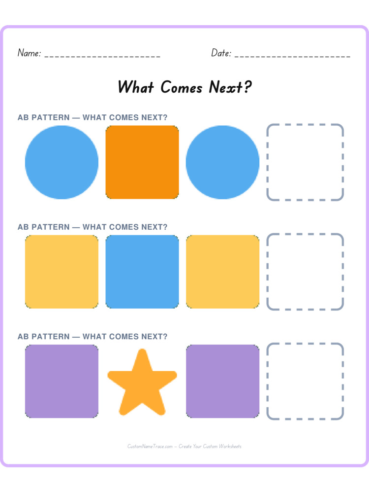 Mixed Review pattern worksheet 57 for kids