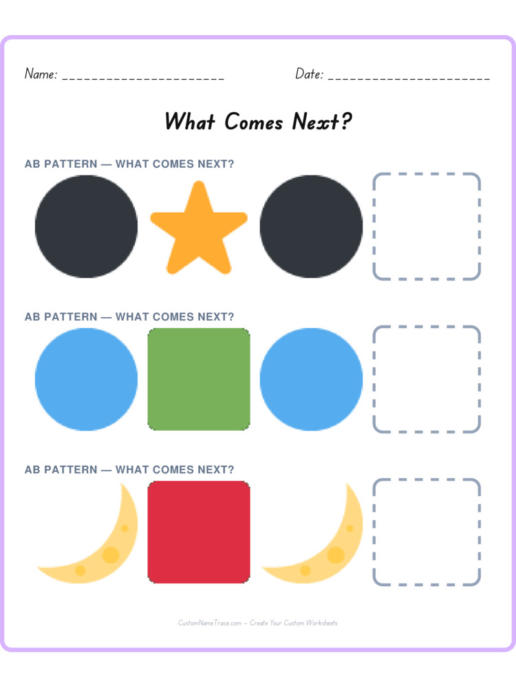 Mixed Review pattern worksheet 58 for kids