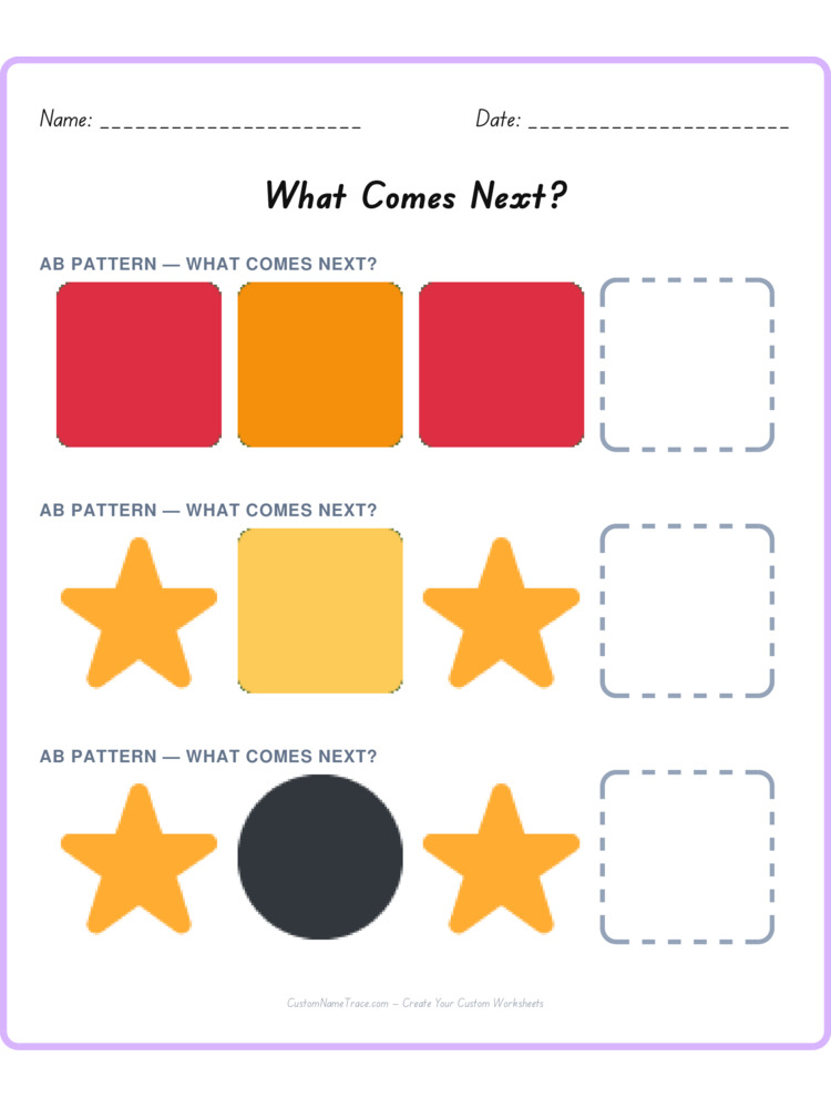 Mixed Review pattern worksheet 59 for kids