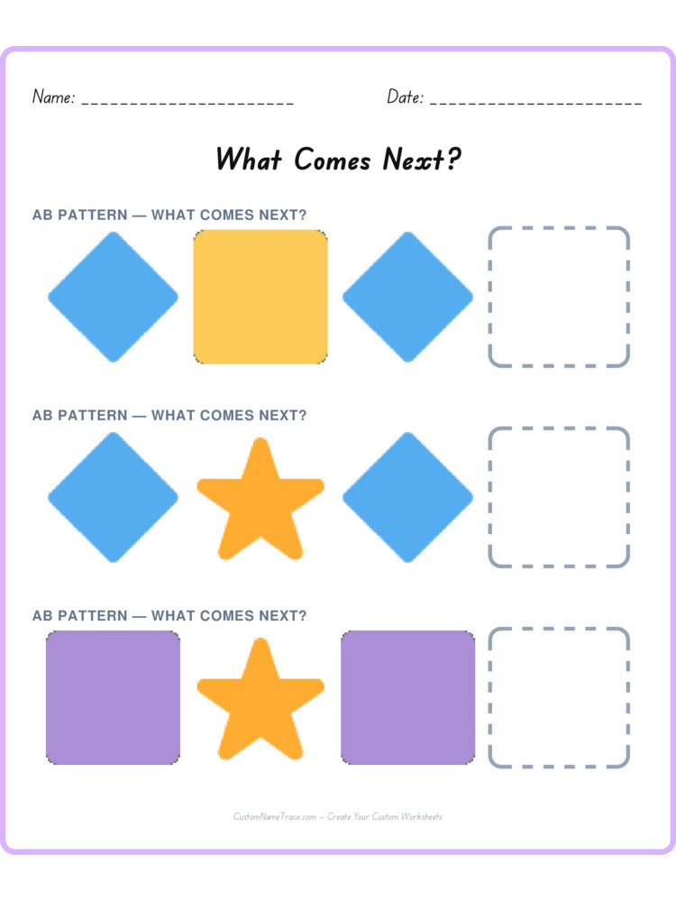 Mixed Review pattern worksheet 6 for kids