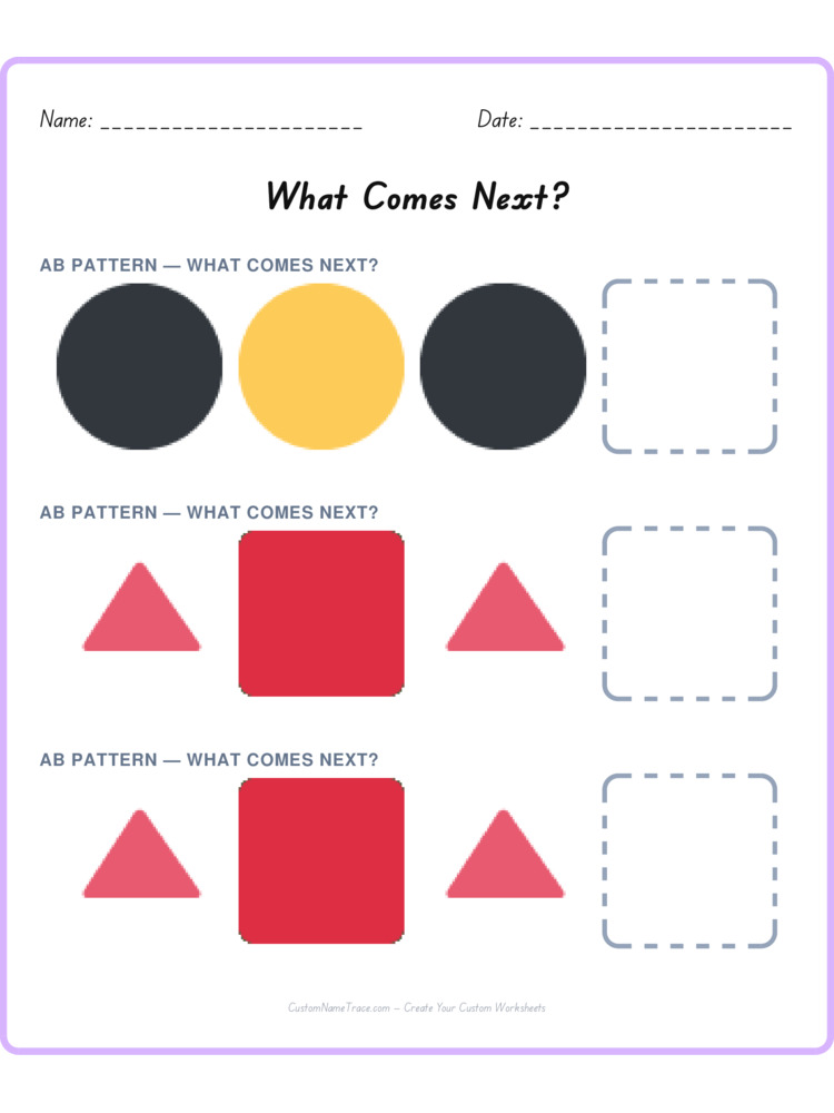Mixed Review pattern worksheet 60 for kids