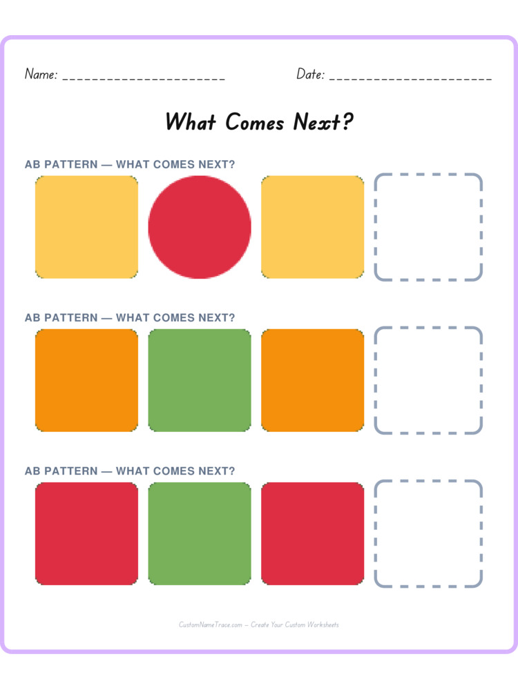 Mixed Review pattern worksheet 62 for kids