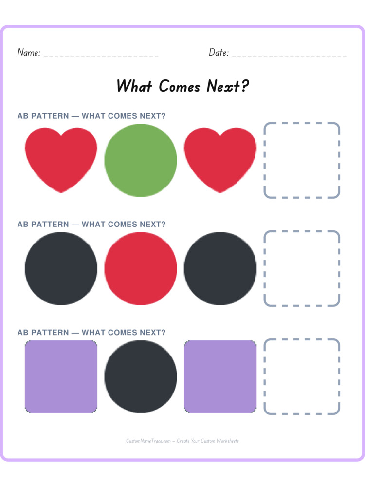 Mixed Review pattern worksheet 63 for kids