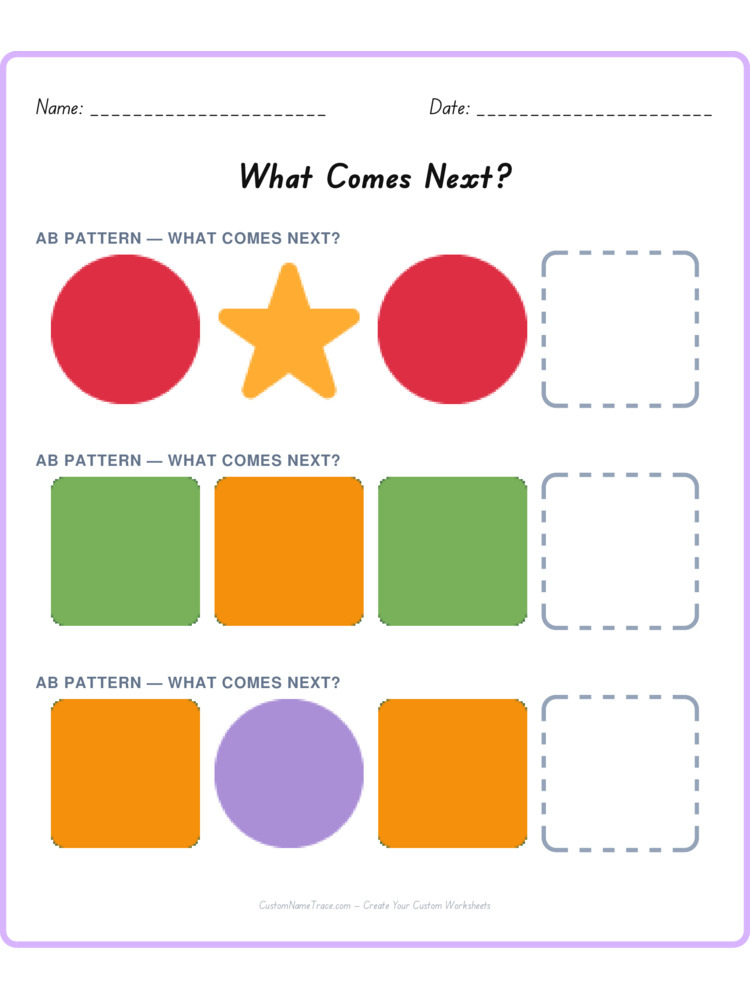 Mixed Review pattern worksheet 64 for kids