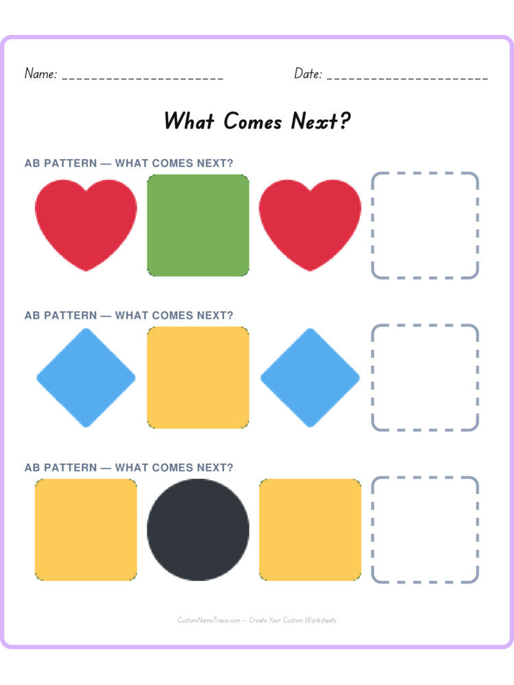 Mixed Review pattern worksheet 65 for kids