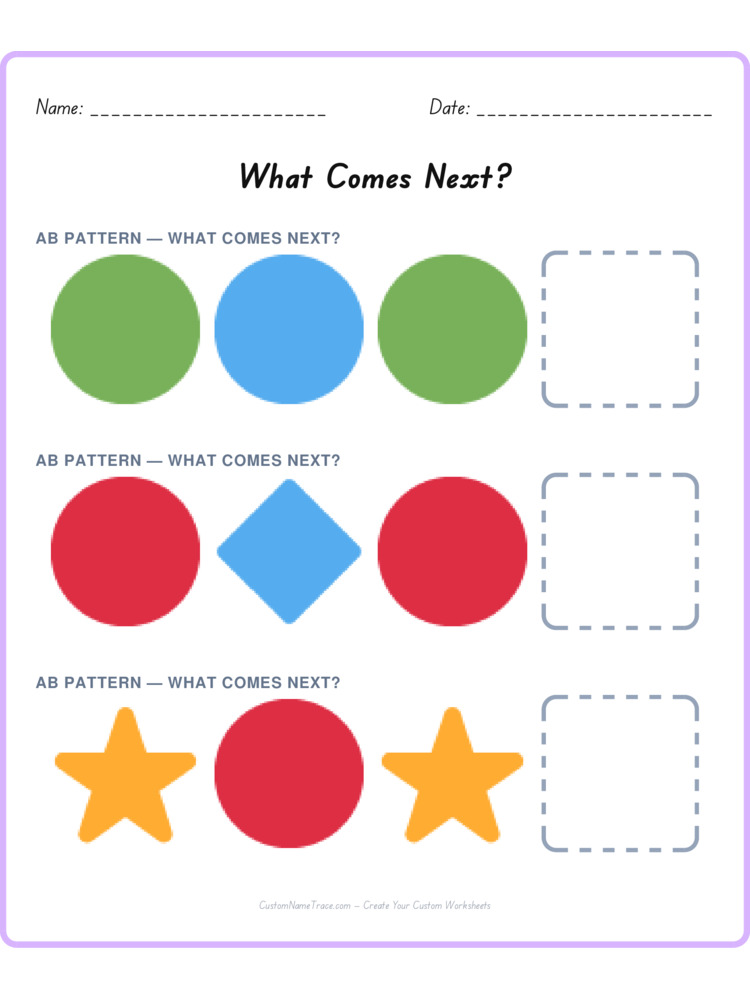Mixed Review pattern worksheet 67 for kids