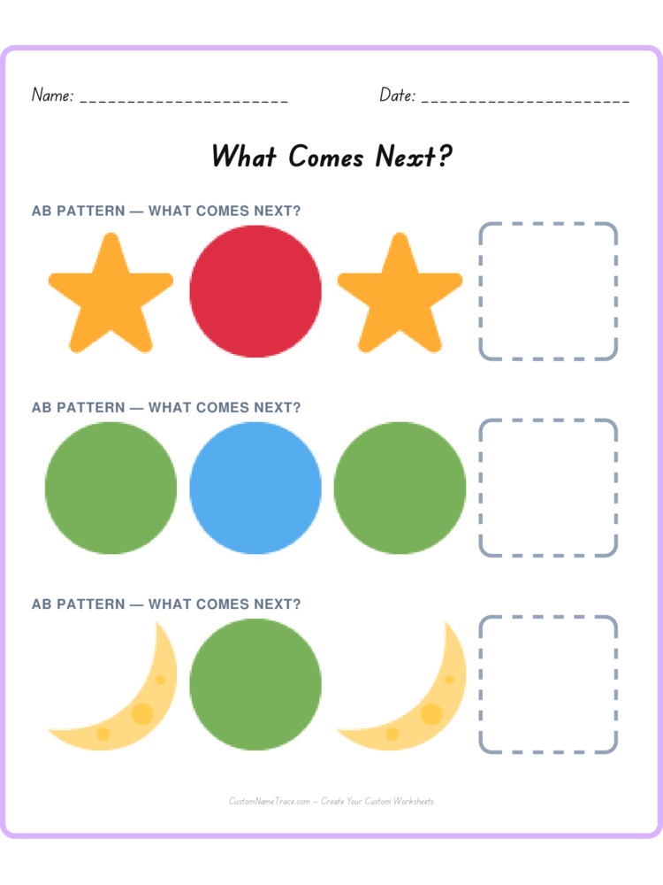 Mixed Review pattern worksheet 68 for kids