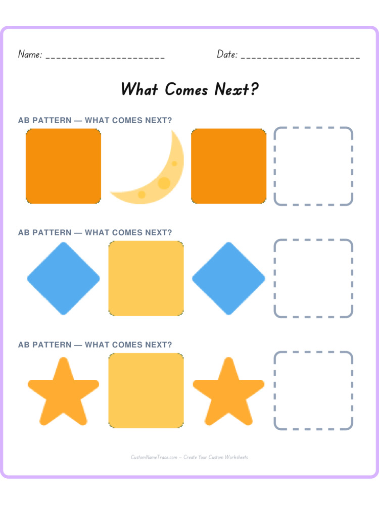 Mixed Review pattern worksheet 69 for kids