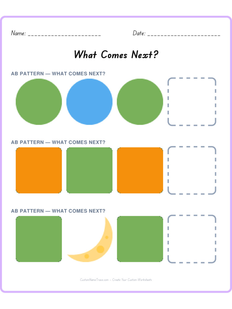 Mixed Review pattern worksheet 7 for kids
