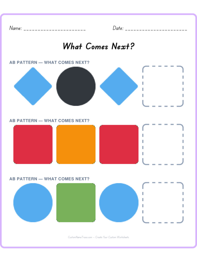 Mixed Review pattern worksheet 71 for kids
