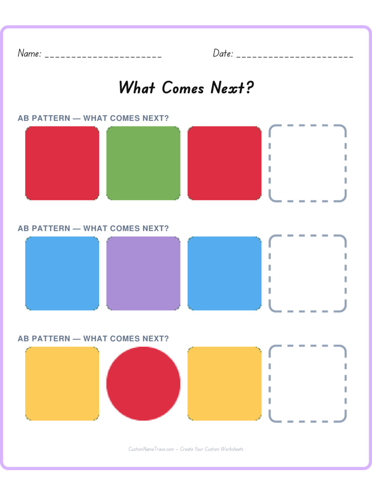 Mixed Review pattern worksheet 72 for kids