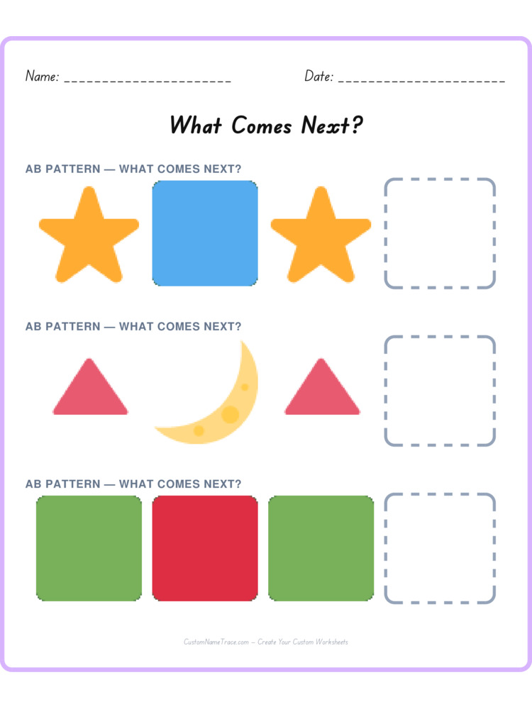 Mixed Review pattern worksheet 73 for kids