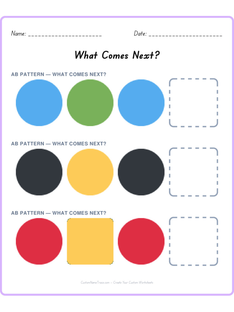 Mixed Review pattern worksheet 74 for kids