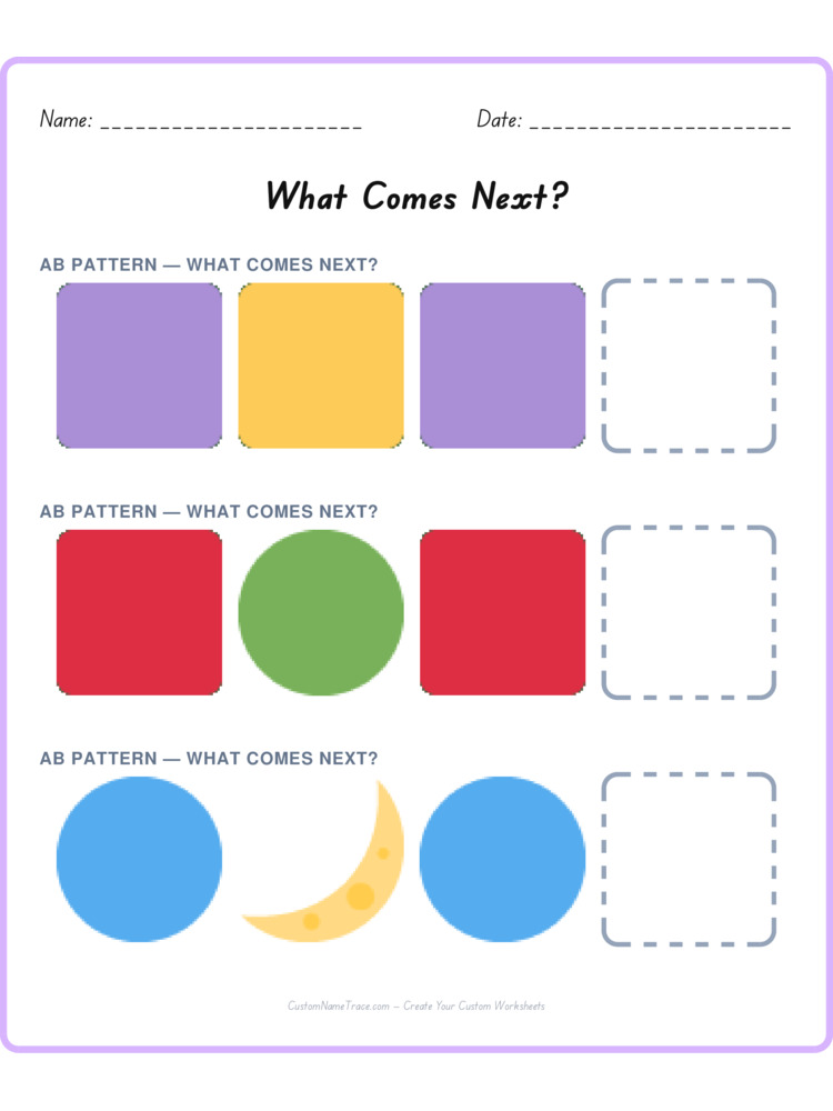 Mixed Review pattern worksheet 77 for kids