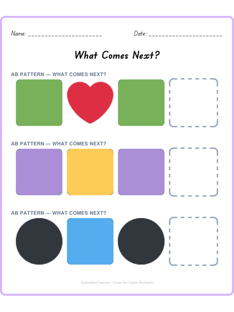 Mixed Review pattern worksheet 78 for kids