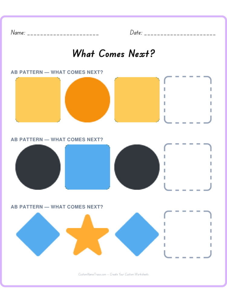 Mixed Review pattern worksheet 8 for kids
