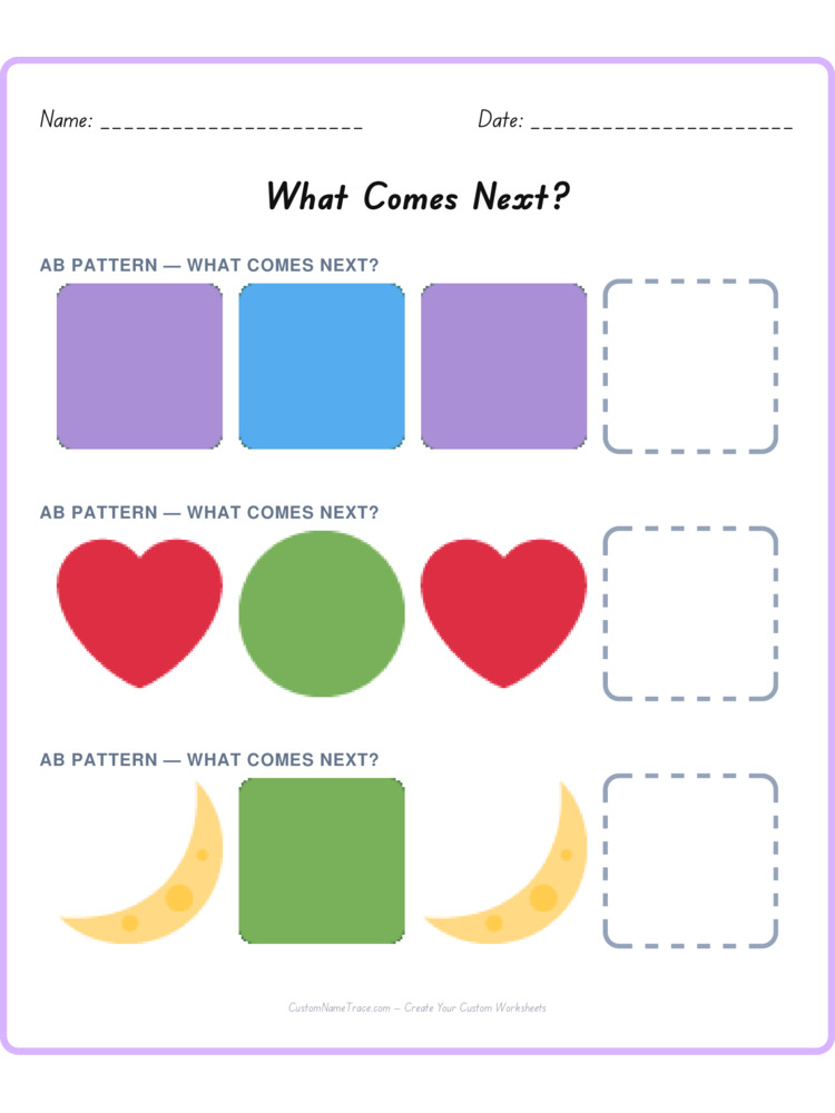 Mixed Review pattern worksheet 81 for kids
