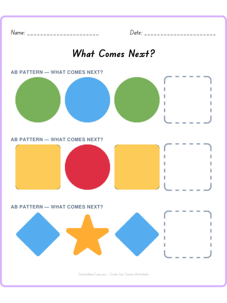Mixed Review pattern worksheet 82 for kids