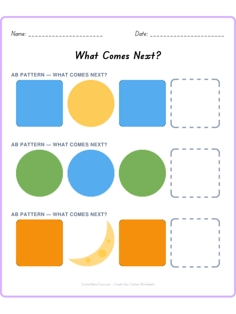 Mixed Review pattern worksheet 85 for kids