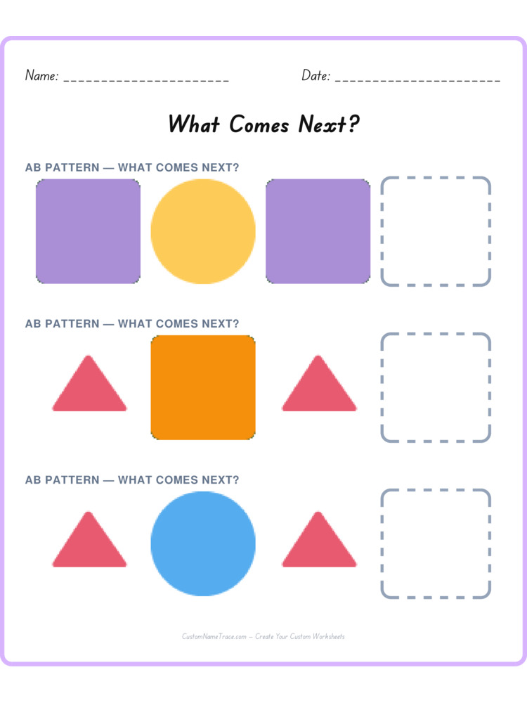 Mixed Review pattern worksheet 87 for kids