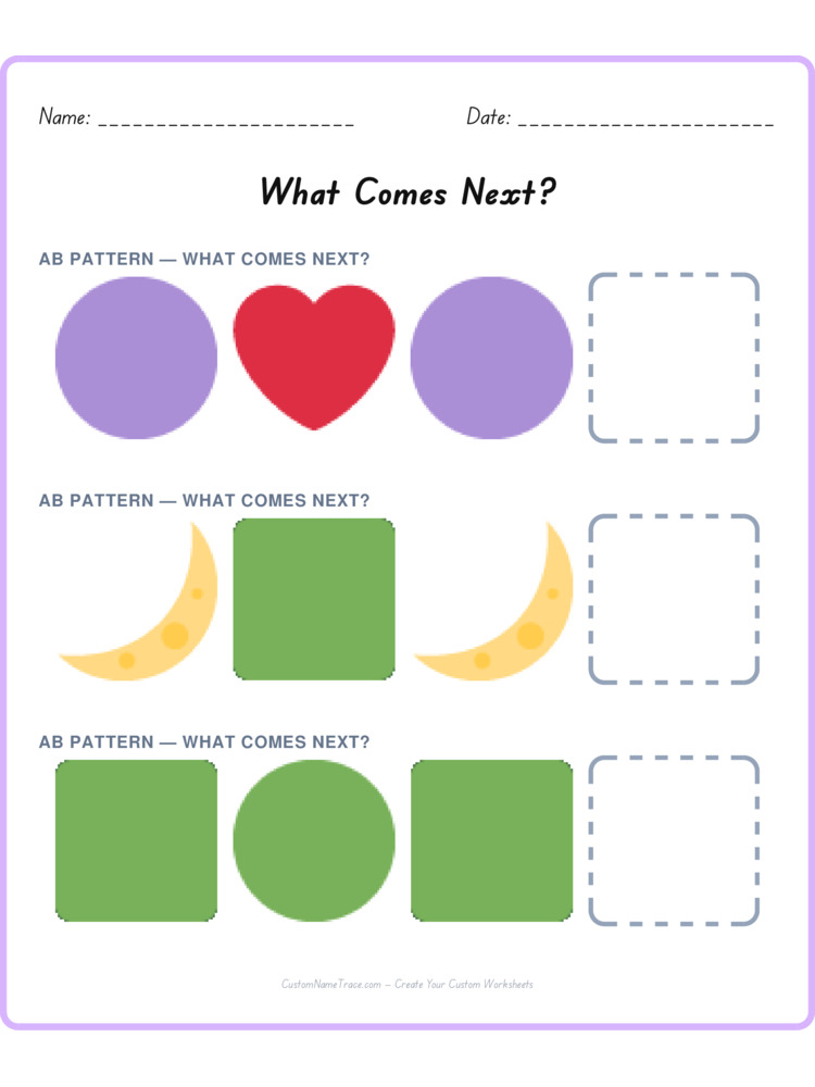 Mixed Review pattern worksheet 9 for kids